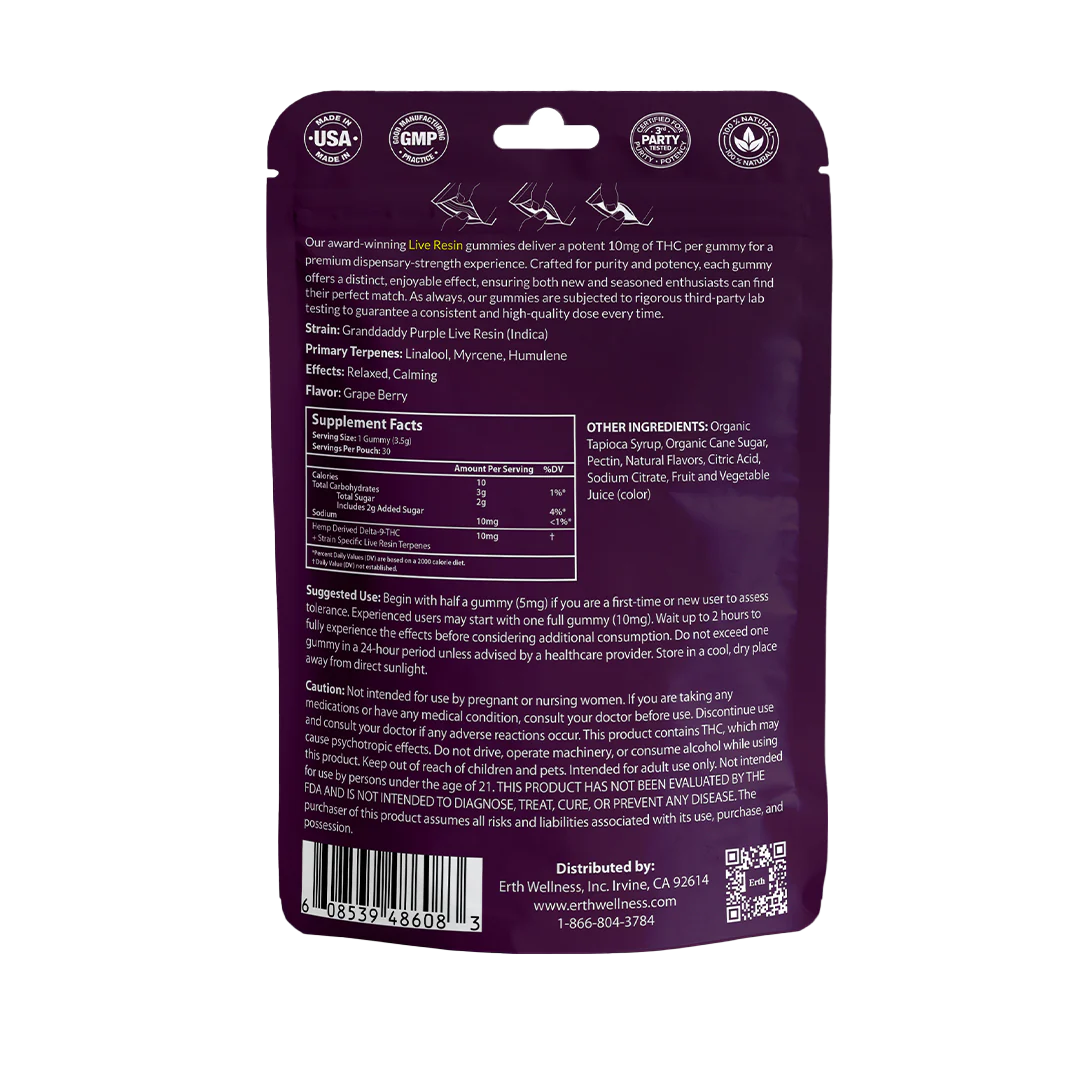 THC Gummies - Granddaddy Purple - Live Resin (Indica) - 300mg