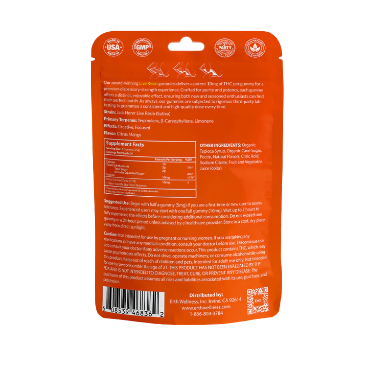 THC Gummies - Jack Herer - Live Resin (Sativa) D9 - 300mg